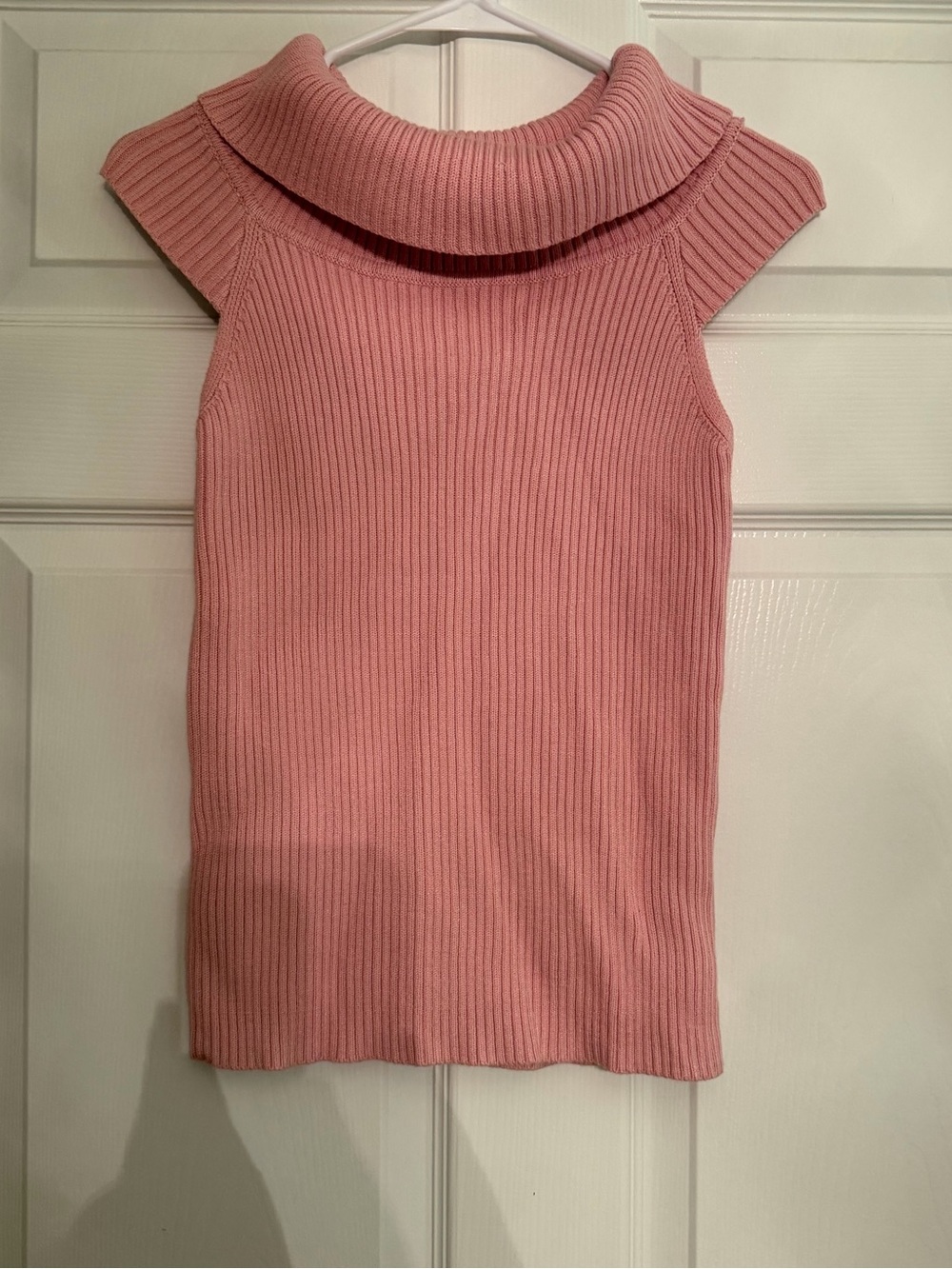 Sleeveless Ribbed Cowl-Neck Sweater Tank - Pink
